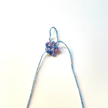 Load image into Gallery viewer, Vintage Cross Stitch Necklace Blue Flowers and Orange bead