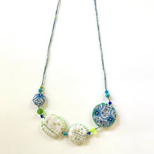 Load image into Gallery viewer, Vintage Cross Stitch Necklace Blue and Mint