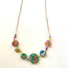 Load image into Gallery viewer, Vintage Cross Stitch Necklace Citrus, Green and Orange