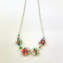 Load image into Gallery viewer, Vintage Cross Stitch Necklace Orange Flower