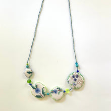 Load image into Gallery viewer, Vintage Cross Stitch Necklace Blue and Mint